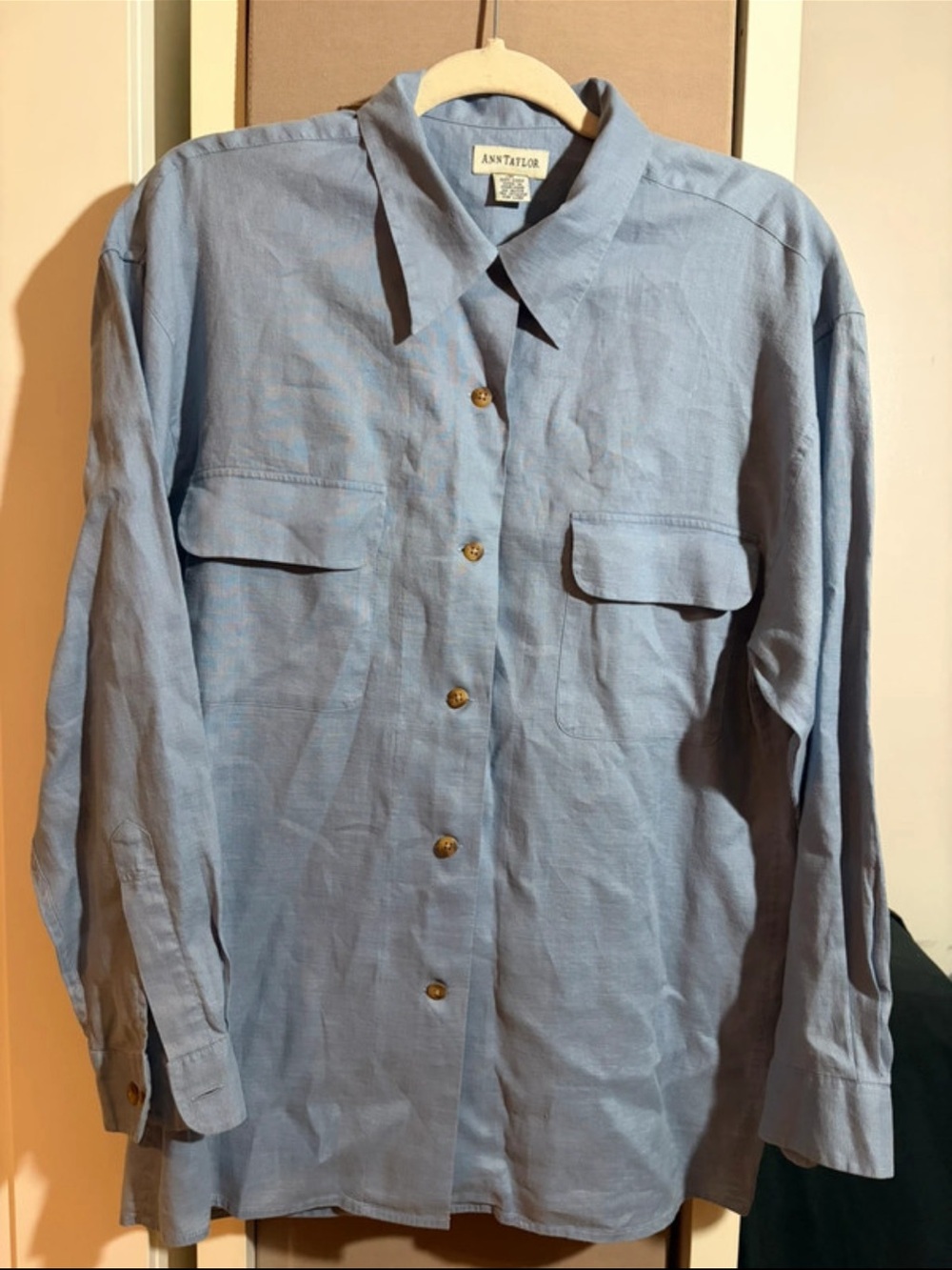 Ann Taylor Light Blue Men's Button-Front Shirt Jacket